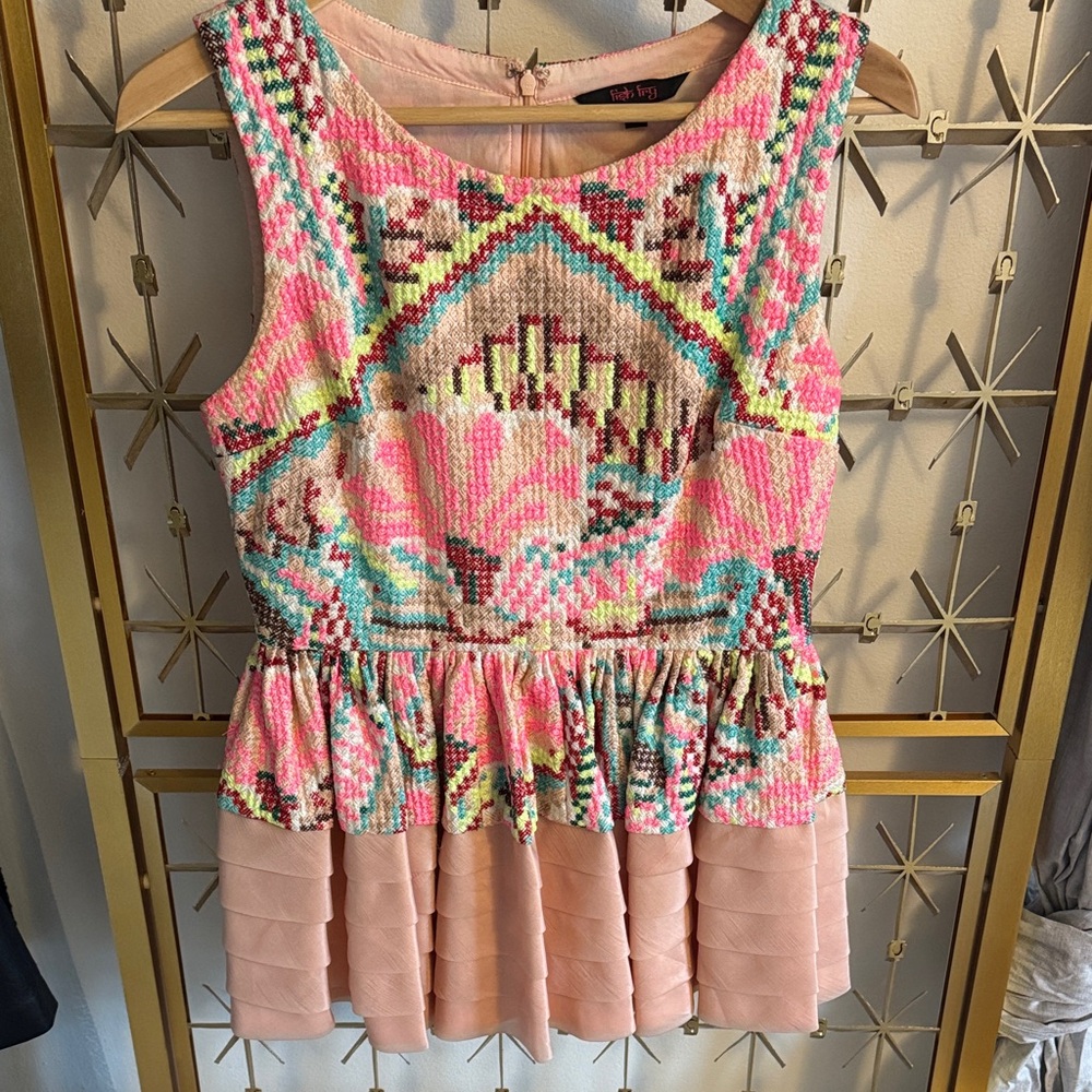 Anthropologie Pink and Multicolor Sleeveless Top